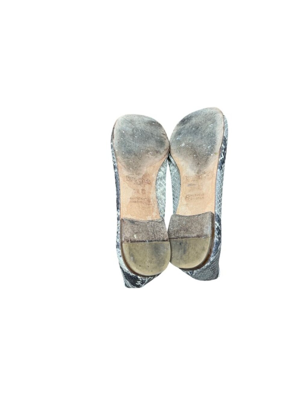 Kate Spade Snake Print Ballet Flats Gray Silver Reptile Slip On Bow Shoes Sz 38 - Picture 5 of 5
